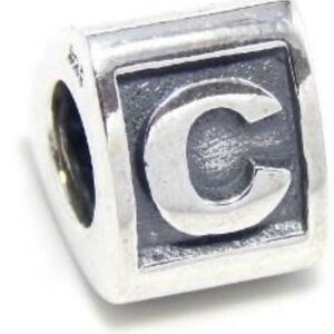 Pandora -C initial charm  - sterling silver - like new RARE